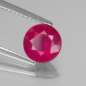 Rubis rouge naturelle coupe roude, 1,56 ct, VS-SI