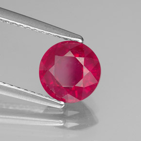 Rubis rouge naturelle coupe roude, 1,67 ct, VS-SI