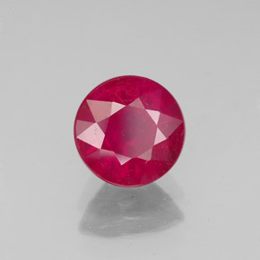 Rubis rouge naturelle coupe roude, 1,66 ct, VS-SI