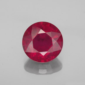 Rubis rouge naturelle coupe roude, 3,26 ct, VS-SI