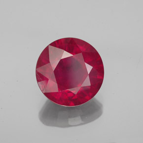 Rubis rouge naturelle coupe roude, 3,26 ct, VS-SI