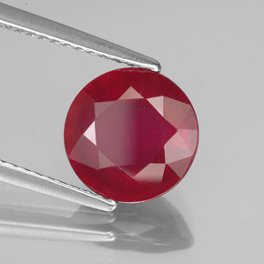 Rubis rouge naturelle coupe roude, 3,53 ct, VS-SI