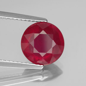 Rubis rouge naturelle coupe roude, 3,39 ct, VS-SI