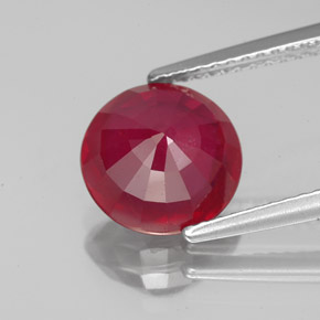 Rubis rouge naturelle coupe roude, 3,39 ct, VS-SI