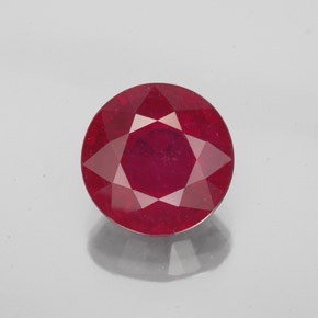 Rubis rouge naturelle coupe roude, 3,31 ct, VS-SI