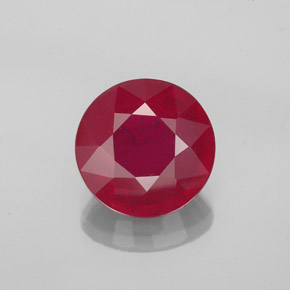 Rubis rouge naturelle coupe roude, 3,29 ct, VS-SI