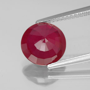 Rubis rouge naturelle coupe roude, 3,29 ct, VS-SI