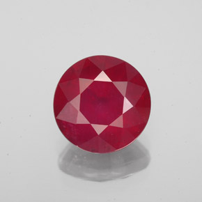 Rubis rouge naturelle coupe roude, 3,38 ct, VS-SI