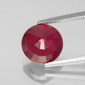 Rubis rouge naturelle coupe roude, 3,38 ct, VS-SI