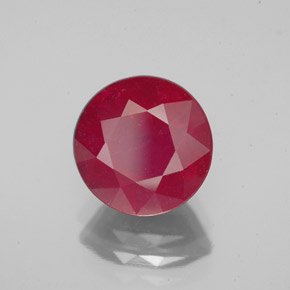 Rubis rouge naturelle coupe roude, 3,79 ct, VS-SI