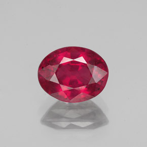 Rubis rouge naturelle coupe ovale, 1,57 ct, VS-SI