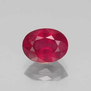 Rubis rouge naturelle coupe ovale, 1,87 ct, VS-SI
