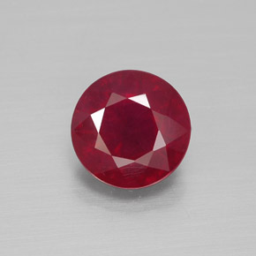 Rubis rouge naturelle coupe roude, 2,86 ct, VS-SI
