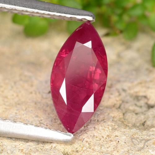 Rubis Rouge Rosâtre naturelle Marquise, 1.12 ct, VS-SI