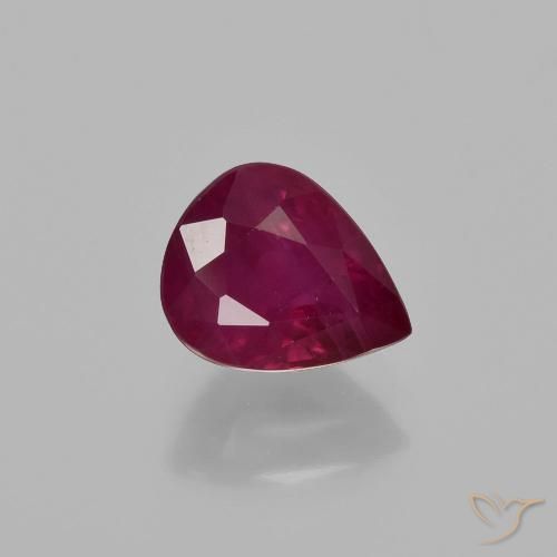 1.30ct Naturel Vin rouge profond Rubis, En forme de poire, VS-SI