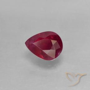 Rubis Rouge foncé naturelle En forme de poire, 0.42 ct, VS-SI