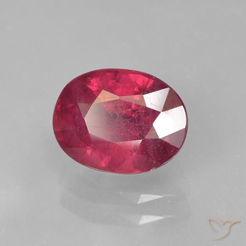 Rubis Rouge Rosâtre naturelle ovale, 1.73 ct, VS-SI
