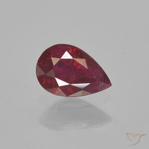 Rubis rouge naturelle en forme de poire, 0,52 ct, VS-SI