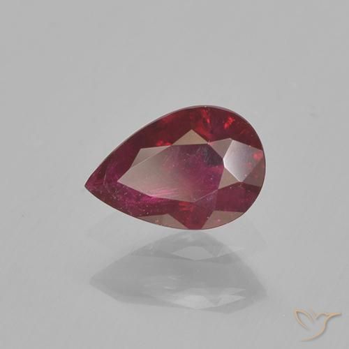 Rubis rouge naturelle en forme de poire, 0,52 ct, VS-SI