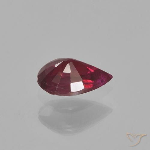Rubis rouge naturelle en forme de poire, 0,52 ct, VS-SI