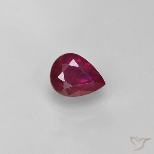 0.38ct Naturel Rouge groseille Rubis, En forme de poire, VS-SI