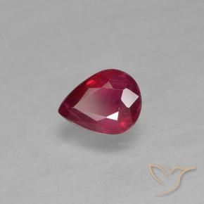 Rubis Rouge foncé naturelle En forme de poire, 0.38 ct, VS-SI