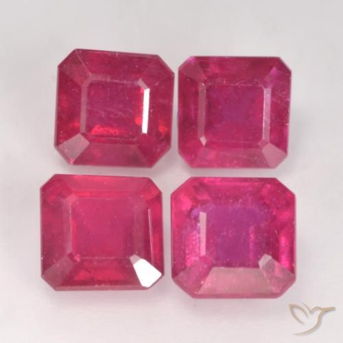 1.60ct Naturel Rouge léger Rubis, Taille émeraude, VS-SI
