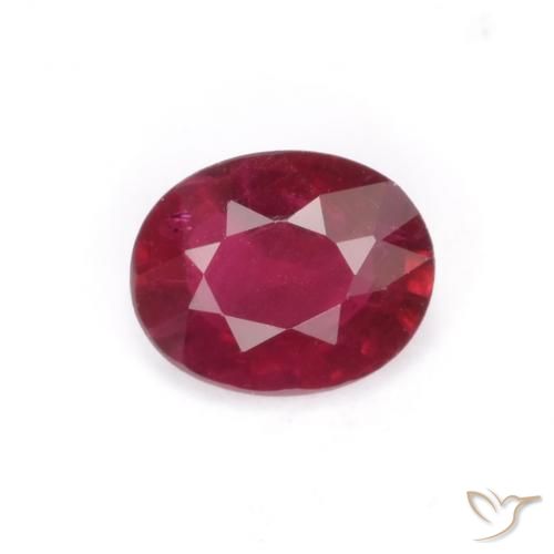 Rubis Rose rougeâtre profond naturelle ovale, 0.35 ct, VS-SI