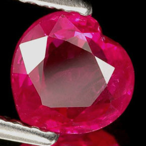 Rubis rose naturelle forme de coeur, 1,10 ct, VVS-VS