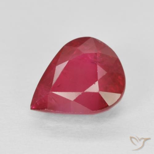 Rubis Rose rougeâtre profond naturelle En forme de poire, 1.19 ct, VS-SI