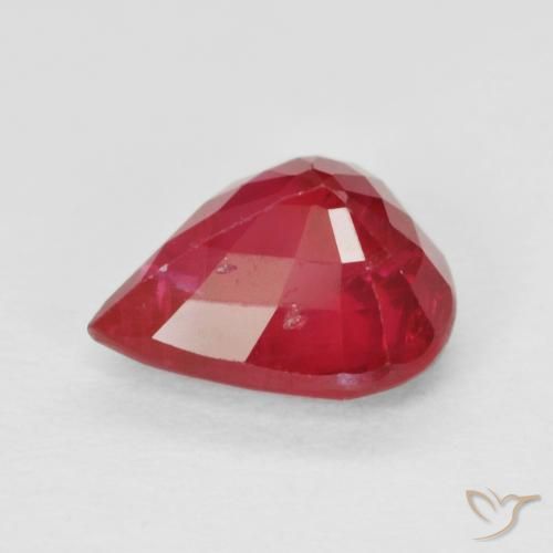 Rubis Rose rougeâtre profond naturelle En forme de poire, 1.19 ct, VS-SI