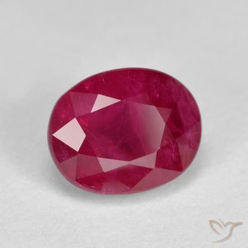 Rubis Rose rougeâtre profond naturelle ovale, 1.35 ct, SI