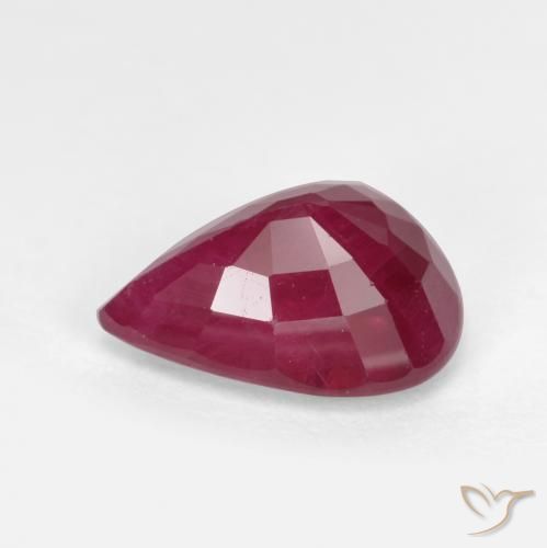 Rubis Rouge foncé naturelle En forme de poire, 1.04 ct, VS-SI