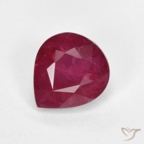 1.24ct Naturel Rouge moyen Rubis, En forme de poire, SI