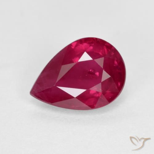 Rubis Rouge moyen-foncé naturelle En forme de poire, 1.01 ct, VS-SI