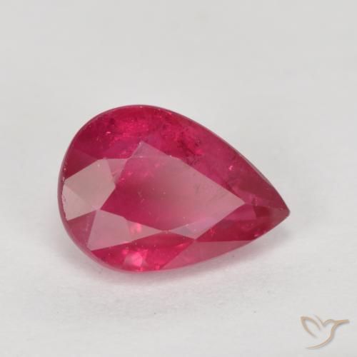 Rubis Rouge Rosâtre naturelle En forme de poire, 1.04 ct, VS-SI