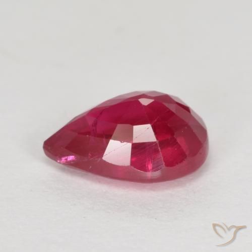 Rubis Rouge Rosâtre naturelle En forme de poire, 1.04 ct, VS-SI