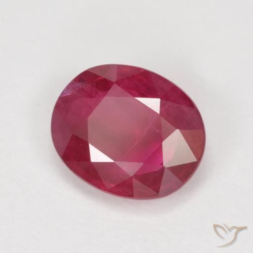 Rubis Rose rougeâtre profond naturelle ovale, 1.11 ct, VS-SI