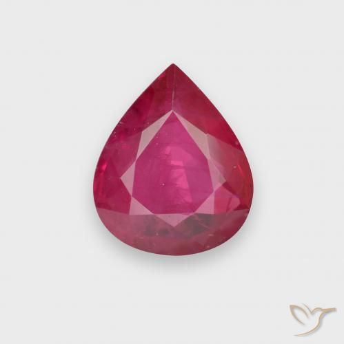 Rubis Rouge léger naturelle En forme de poire, 0.84 ct, VS-SI
