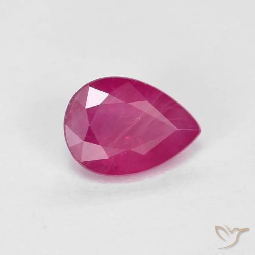 Rubis Rouge Rosâtre naturelle En forme de poire, 0.94 ct, VS