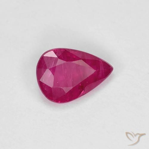 0.84ct Naturel Rouge Rosâtre Rubis, En forme de poire, VS