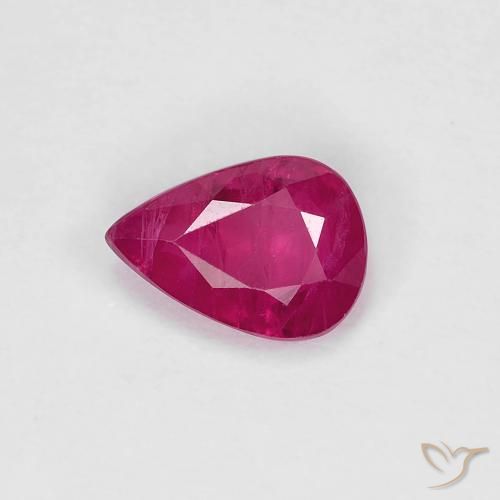 Rubis Rouge Rosâtre naturelle En forme de poire, 0.84 ct, VS