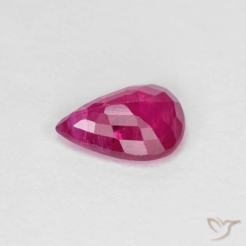 Rubis Rouge Rosâtre naturelle En forme de poire, 0.84 ct, VS