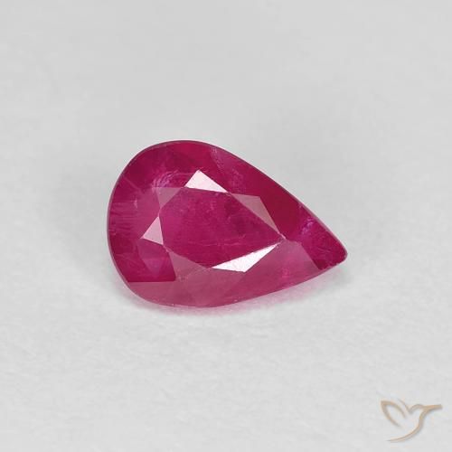 0.79ct Naturel Rouge Rosâtre Rubis, En forme de poire, VS