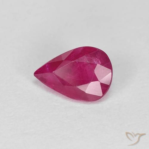 Rubis Rouge Rosâtre naturelle En forme de poire, 0.79 ct, VS