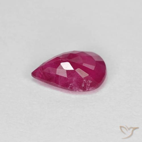 Rubis Rouge Rosâtre naturelle En forme de poire, 0.79 ct, VS
