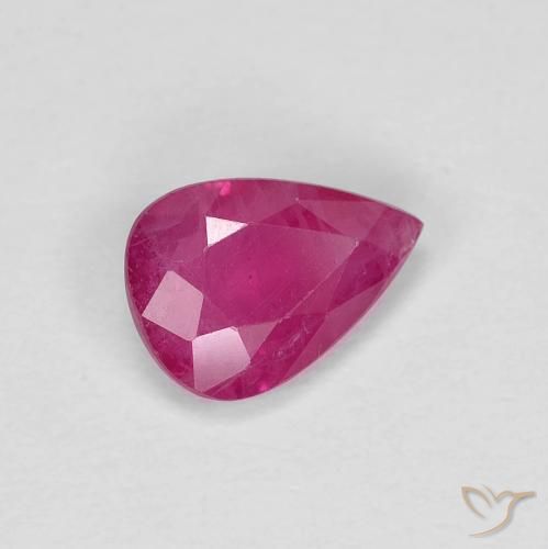 Rubis Rouge Rosâtre naturelle En forme de poire, 0.78 ct, VS
