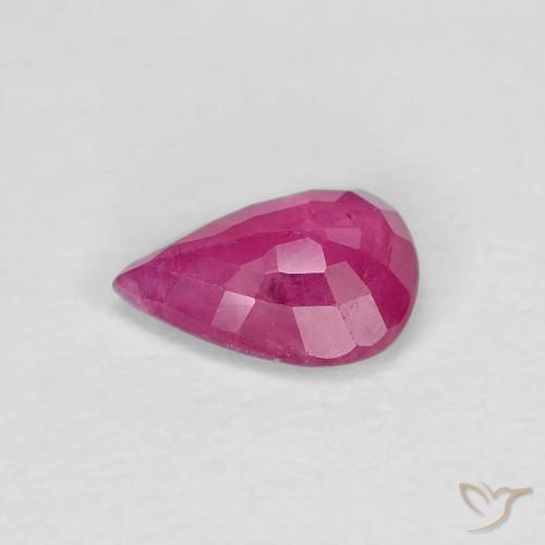 Rubis Rouge Rosâtre naturelle En forme de poire, 0.78 ct, VS