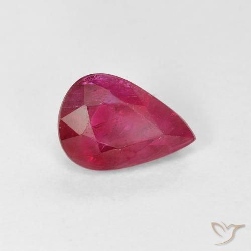 Rubis Rouge Rosâtre naturelle En forme de poire, 0.92 ct, VS-SI