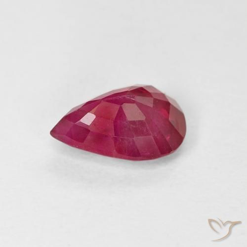 Rubis Rouge Rosâtre naturelle En forme de poire, 0.92 ct, VS-SI